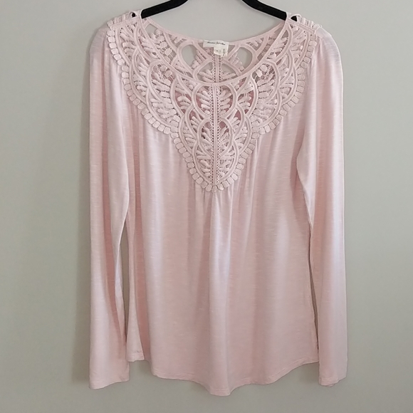 Anthropologie Tops - Meadow Rue Anthropologie Pink Top Crochet Neck S